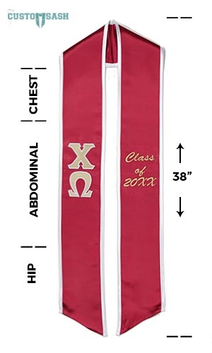 Custom Sash Chi Omega Graduation Sash Stole Greek Graduation